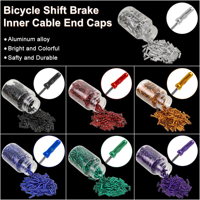 500pcs Bike Shifter Brake Cable End Caps MTB Road Bike Derailleur Wire Tip Multi-color Aluminum Alloy Shift Inner Cable End Cap