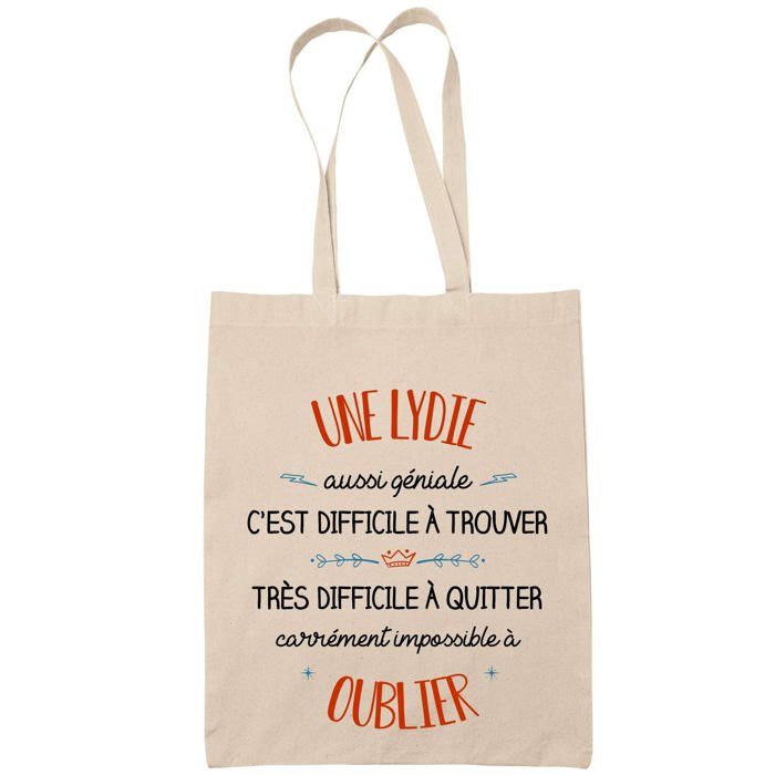 Tote bag - PLANETEE - Tote bag / Sac cabas « Une Lydie Aussi Géniale » - Coton Fairtrade - Imprimé en France - Beige