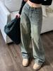 Винтажные мешковатые прямые джинсовые брюки 90-х годов, женские свободные широкие джинсы с высокой талией Y2K, женские уличные универсальные повседневные брюки, новинка