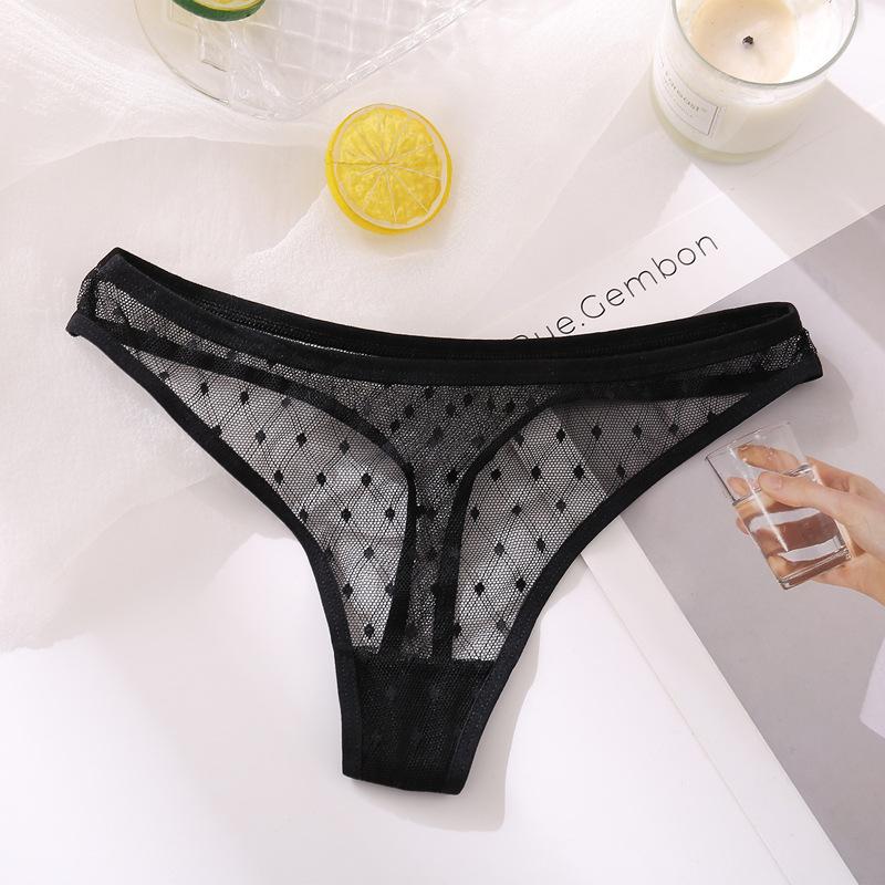 Women's Panties Sexy Low-Waist Women's G-String Thong Panties Lace Hollow Out T-Back Underwear Net Yarn Female Lingerie Knickers