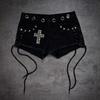 Y2K Summer Women's High Street Gothic Cross Hot Stamped Design Shorts