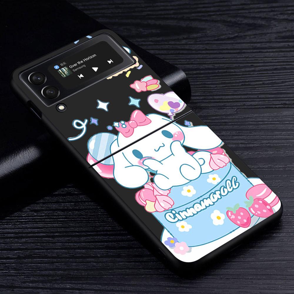 Чехол Hello Kitty Kuromi для Samsung Galaxy Z Flip4 Flip3 5G Жесткий ПК-чехол для мобильного телефона Z Flip 4 3 Черный Coque Zflip4 Zflip3 Чехол