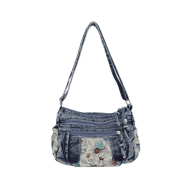 Джинсовая сумка Многосекционная сумка через плечо Женская сумка на плечо