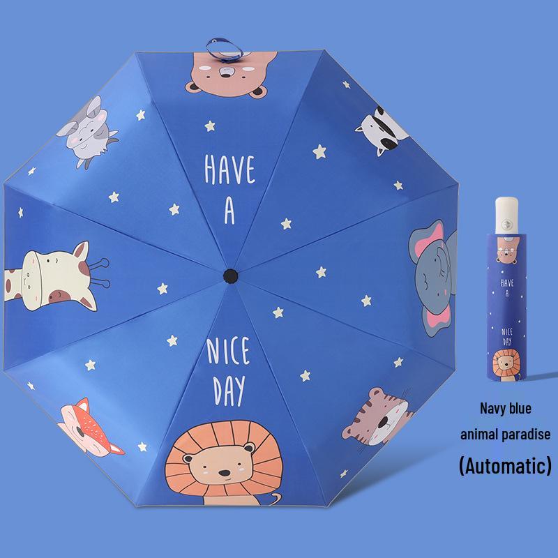 Children's Cartoon Fully Automatic Safety Umbrella: Rain or Shine, Reflective, Foldable, Anti-Rebound Design