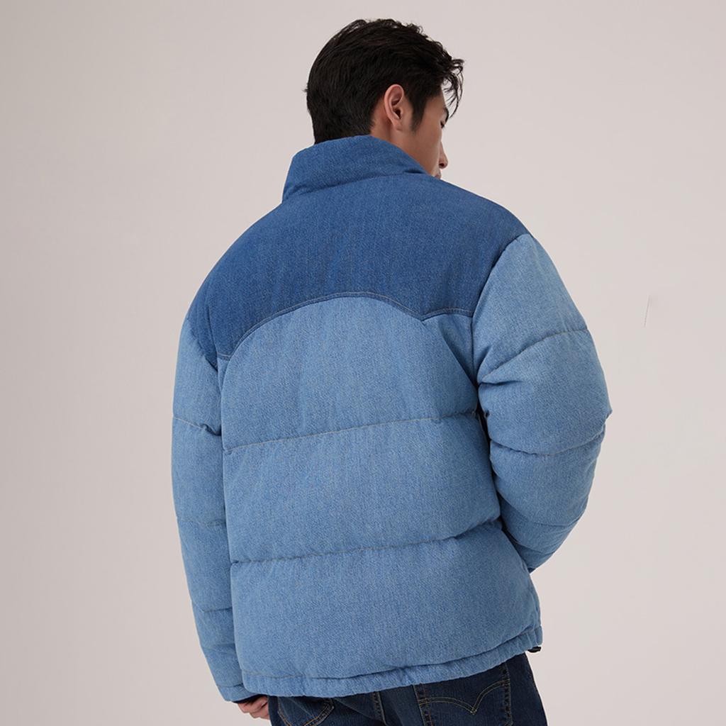 Levis Серия Зимняя Теплота Джинсовый Пэчворк Свободный Крой Удобная Теплая Стойка Модный Тренд Пуховик Унисекс Куртка 004Z9-0001
