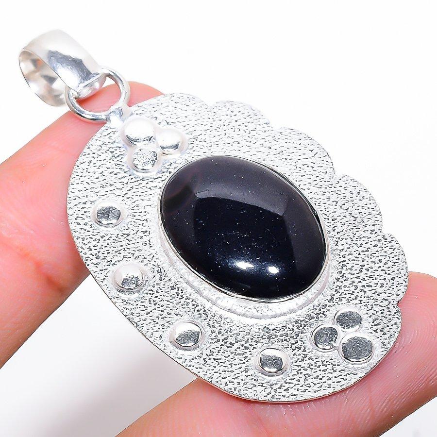 Purple Sunstone Gemstone Handmade 925 Sterling Silver Jewelry Pendant 2.29"