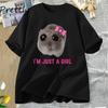 I'm Just A Girl Sad Hamster Meme T-Shirt Unisex Unisex Funny Silly T Shirts Cotton Short Sleeve Tees Unisex Fashion Streetwear
