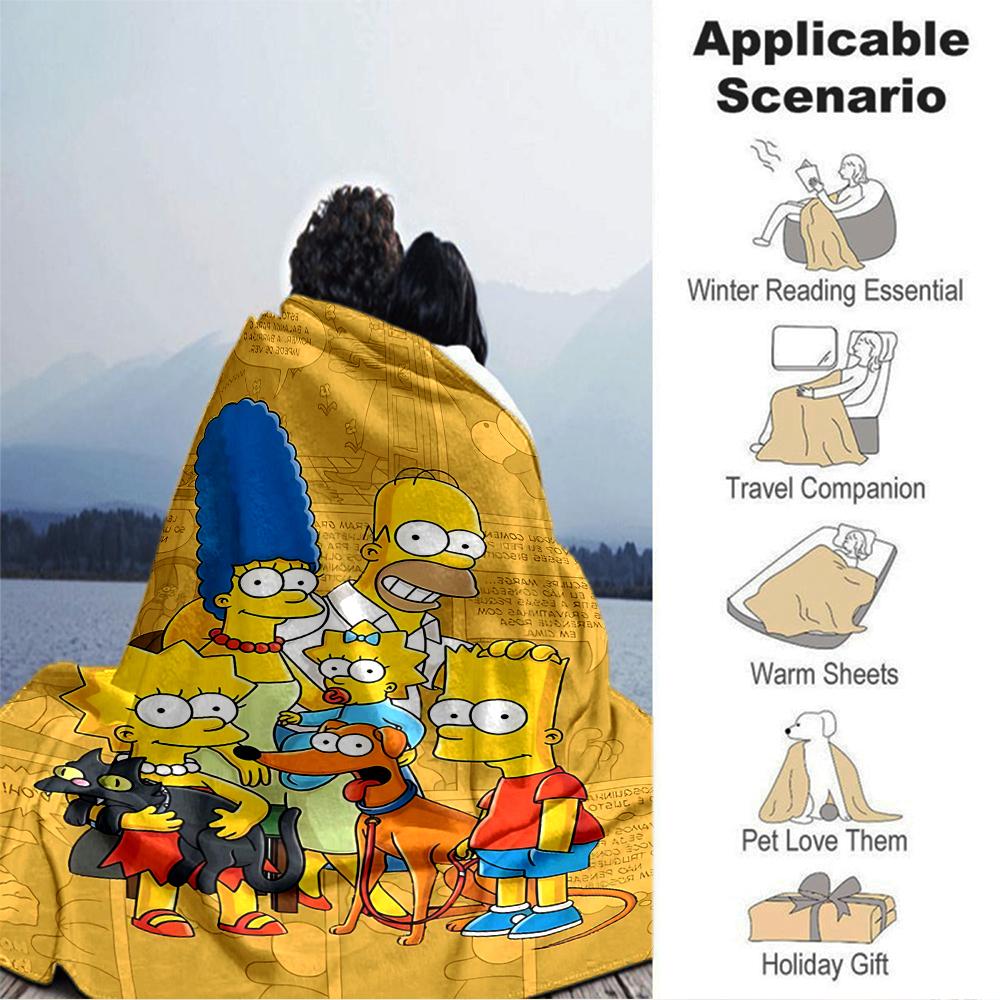 1Pc Simpsons Family Adventure Blanket Soft Throw Blanket For Home Bedroom Bed Sofa Travel Office Solid Christmas Blanket