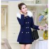Autumn and Winter Woolen Women's Coat Medium and Long Fur Collar Coat