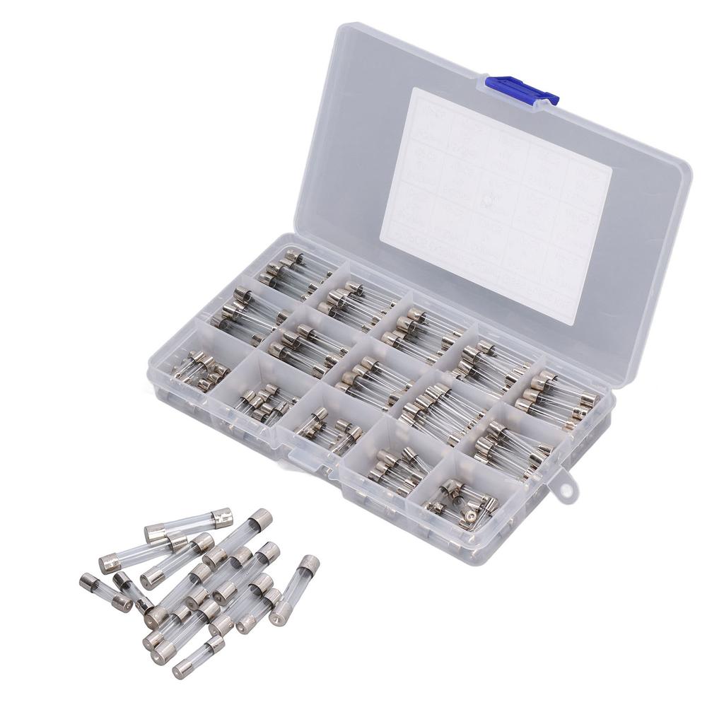 150 шт. стеклянных предохранителей, набор из сплава трубчатых предохранителей для бытовой техники, 15 различных моделей