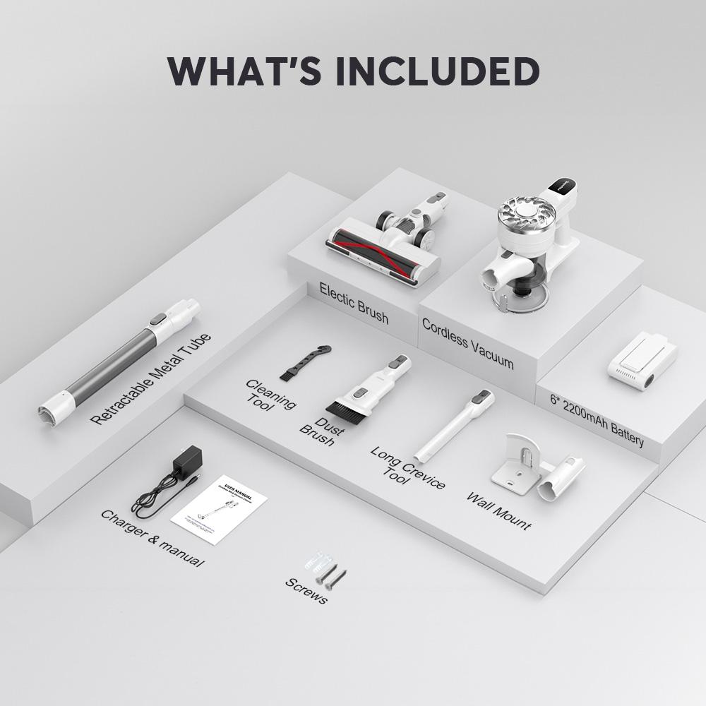 Teendow V08 Pro Cordless Vacuum Cleaner, 25kPa Powerful Suction, 2200mAh Battery