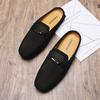 Fashion Fashion Men Leather Slippers Outdoor Half Loafers Lightweight Shoes Breathable Mules for Man Summer Casual Sandals Lazy Shoes