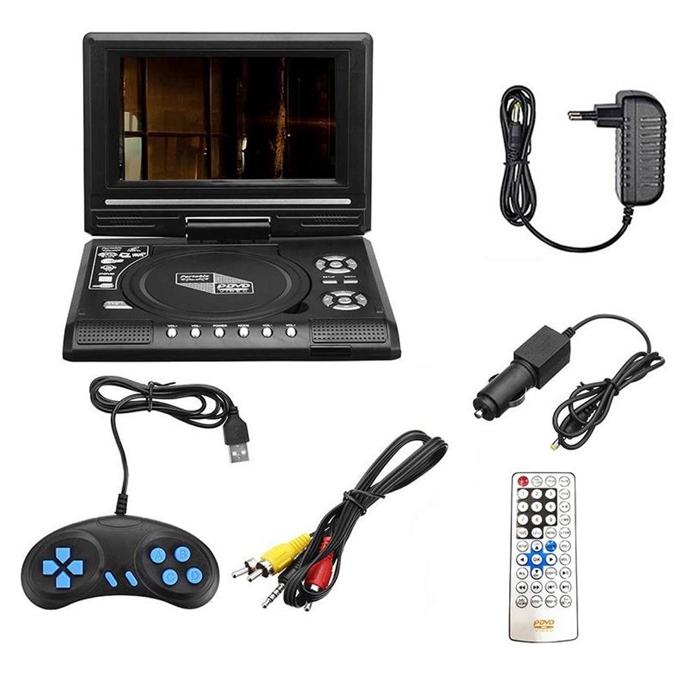 Callaa 7.8 Inch Portable Home Car DVD Player VCD CD MP3 HD DVD Player Analog TV USB SD Cards RCA Game LCD 16:9 Rotate