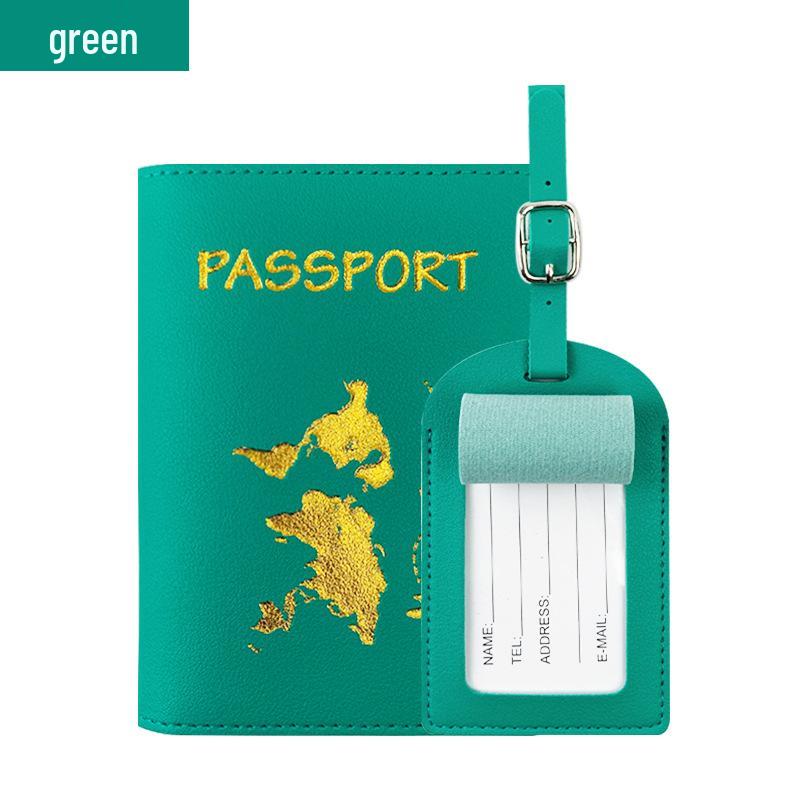 Customizable PU Leather Passport Cover with Hot Stamped Logo, Map, Luggage Tag, & Passport Holder Set