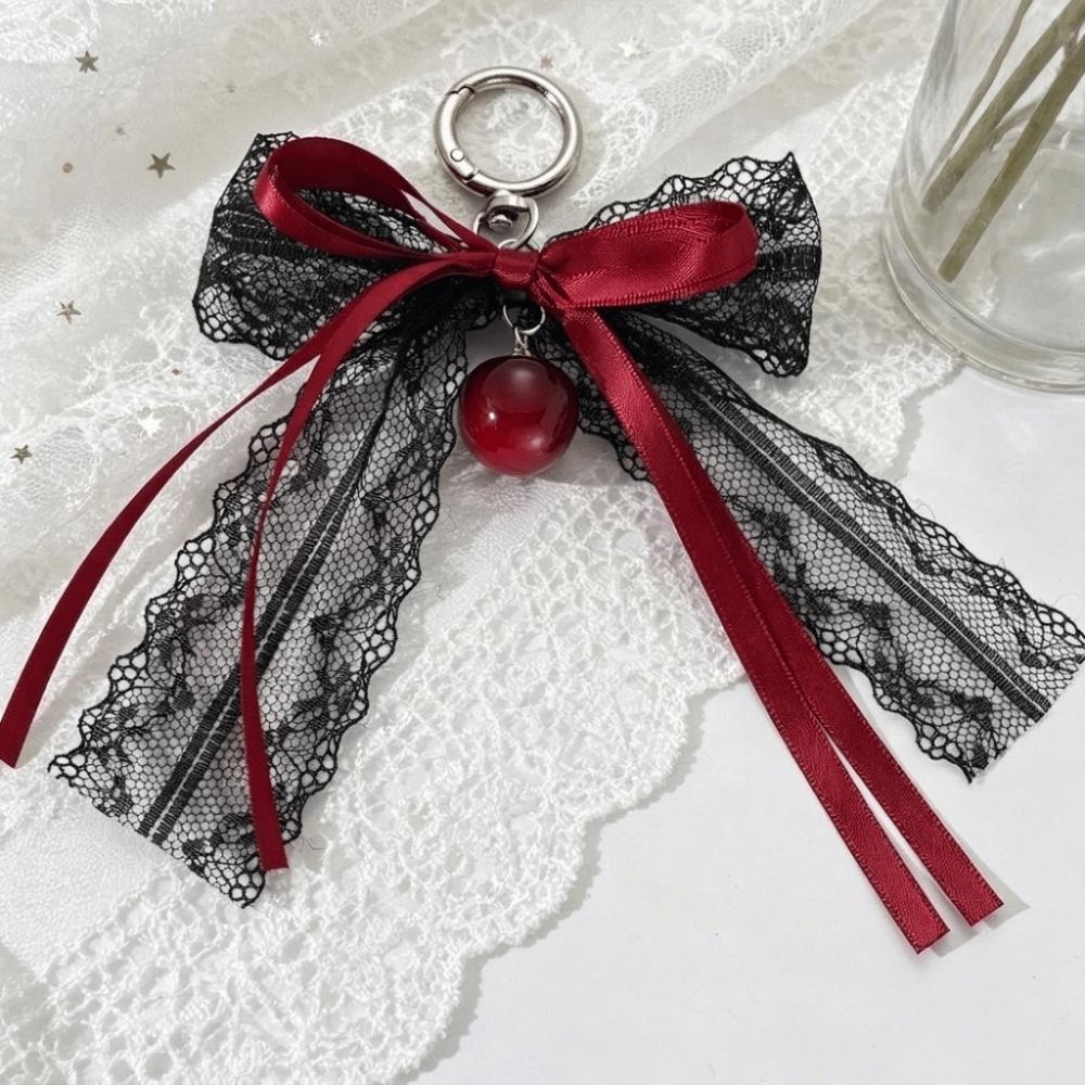 Hollow Design Ribbon Keyring Exquisite Ornament Bag Pendant Lace Bow Keychain  Backpack Accessory