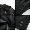 Women Faux Leather Jacket Cropped Zip Up Motorcycle Short PU Moto Biker Outwear Fitted Slim Coat with Pockets Stylish Rivets Punk Rock Fashion Blazer