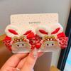 Bunny Children Red Hairpin Lion Dance Bow Hair Clip Cute Chinese New Year Headwear  Girls