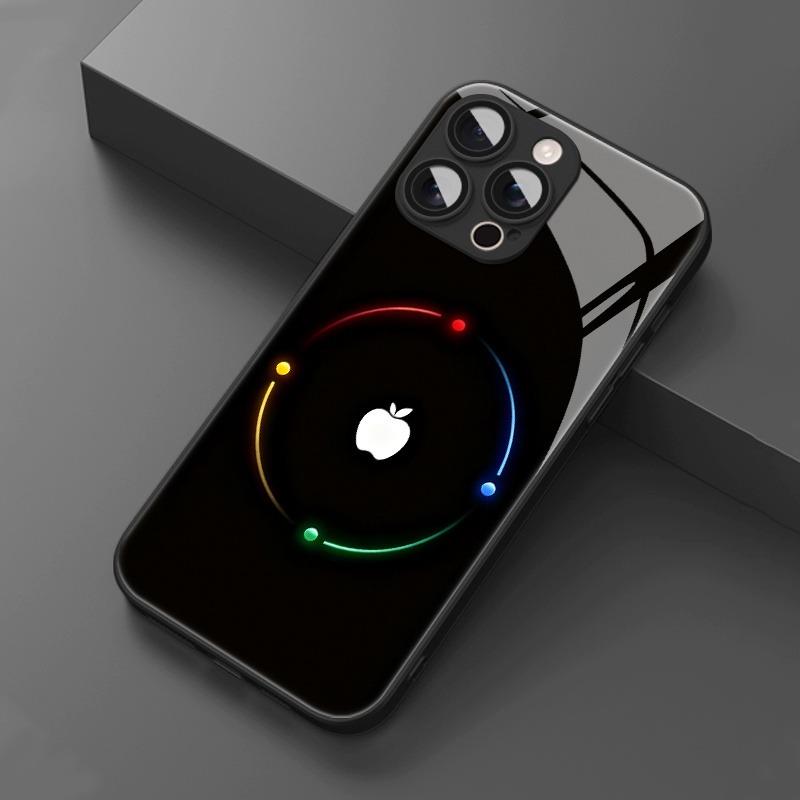 Цветная гало для узора яблока Закаленное стекло Чехол для телефона Для iPhone 17 16 15 14 13 12 11 Pro Max 17 Air 7 8 Plus XR XS X Чехол