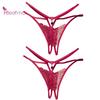 2 шт., эротические стринги для женщин, кружевное нижнее белье с открытой промежностью и открытой промежностью