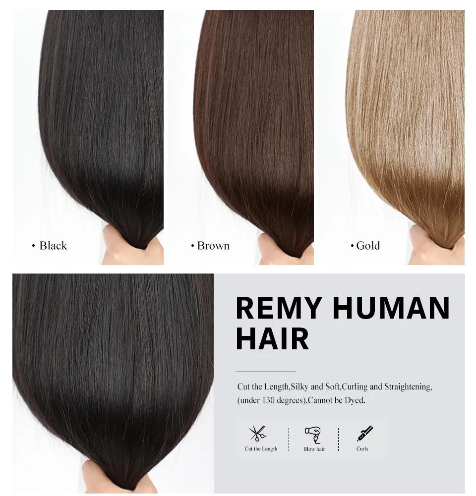 HAIRCUBE Прямые парики из натуральных волос Боб с челкой Темно-коричневые короткие парики Боб для женщин Парики машинного производства Remy, термостойкие