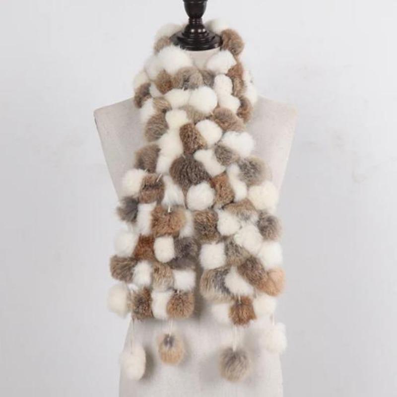 Women Winter Warm Rabbit Fur Scarf Hot Sale Natural Rabbit Fur Muffle Lady Scarves