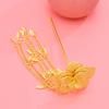 Ethnic Style Golden Tassels Hair Fork Ancient Silver Rose Hair Sticks  Wedding