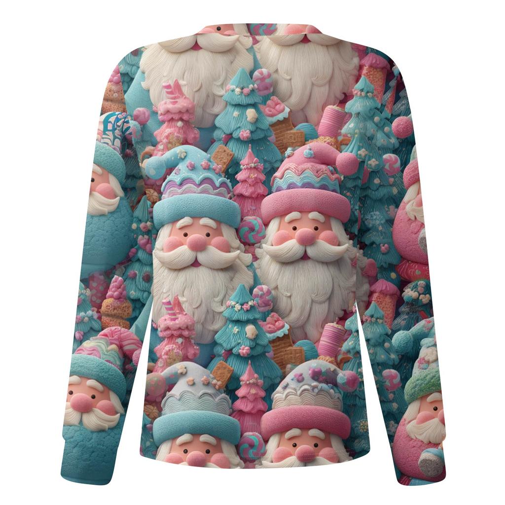 Women's Casual Fashion Long-Sleeve Single-Breasted Christmas Print Jacket
