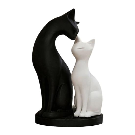 Съемная скульптура пары кошек, 3D-печатная элегантная фигурка кошачьей пары, романтическое украшение для любителей кошек для дома, гостиной, офисного стола