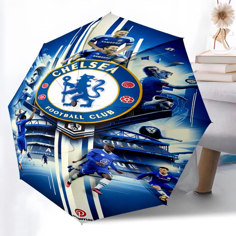 Складной зонт с принтом логотипа Chelsea FC, для улицы, отдыха и путешествий, прочная ткань зонта, подарок на день рождения и праздник