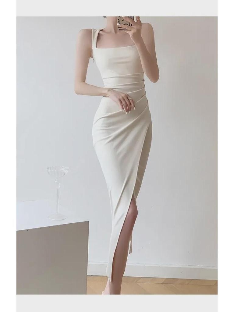 Элегантное летнее платье с принтом «рыбий хвост»: Высококачественный квадратный воротник во французском стиле для женщин