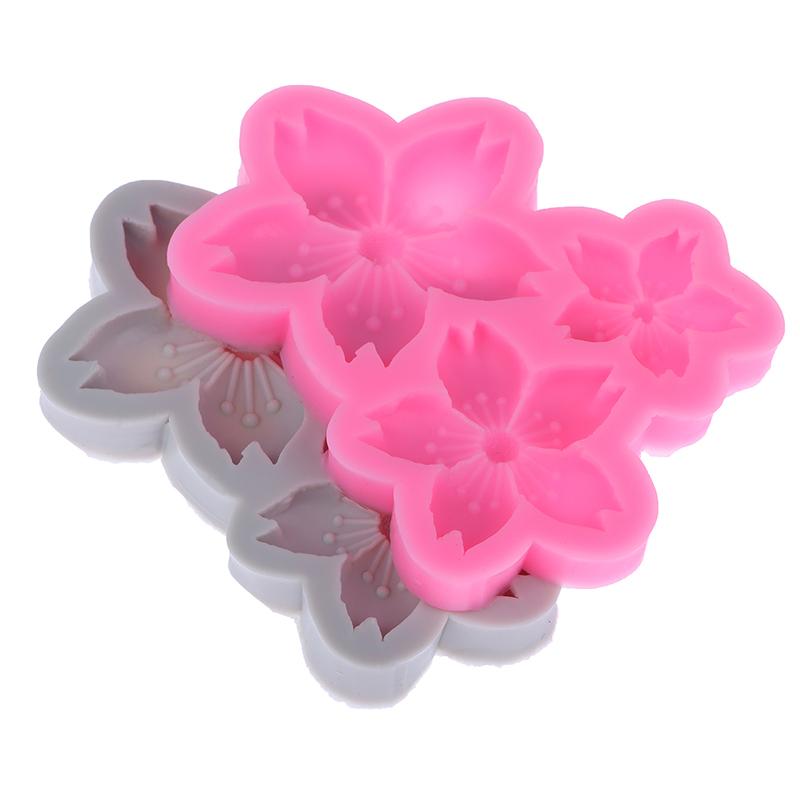 1Pc 3 Cavity Sakura Flower Shape Silicone Mold Sun Flower Fondant Chocolate Birthday Cake Decoration Baking Home Mold