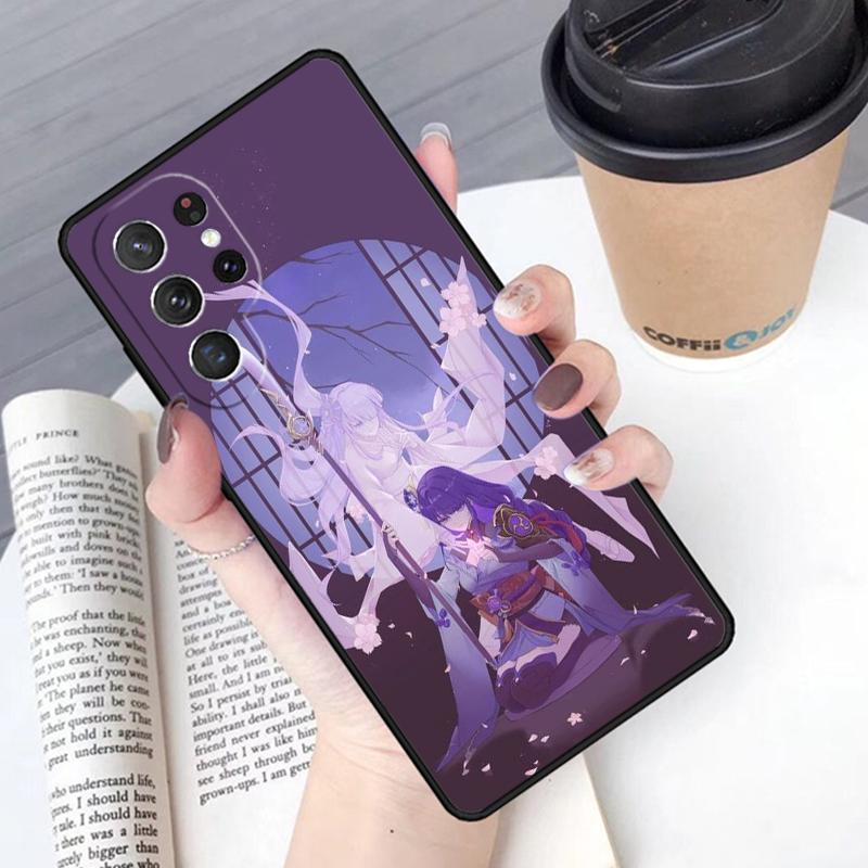 Чехол для телефона Genshin Raiden Shogun Чехол Для Samsung Galaxy S24 S25 Ultra S21 S22 Ultra S10E Note 10 Plus Note 20 FE S23