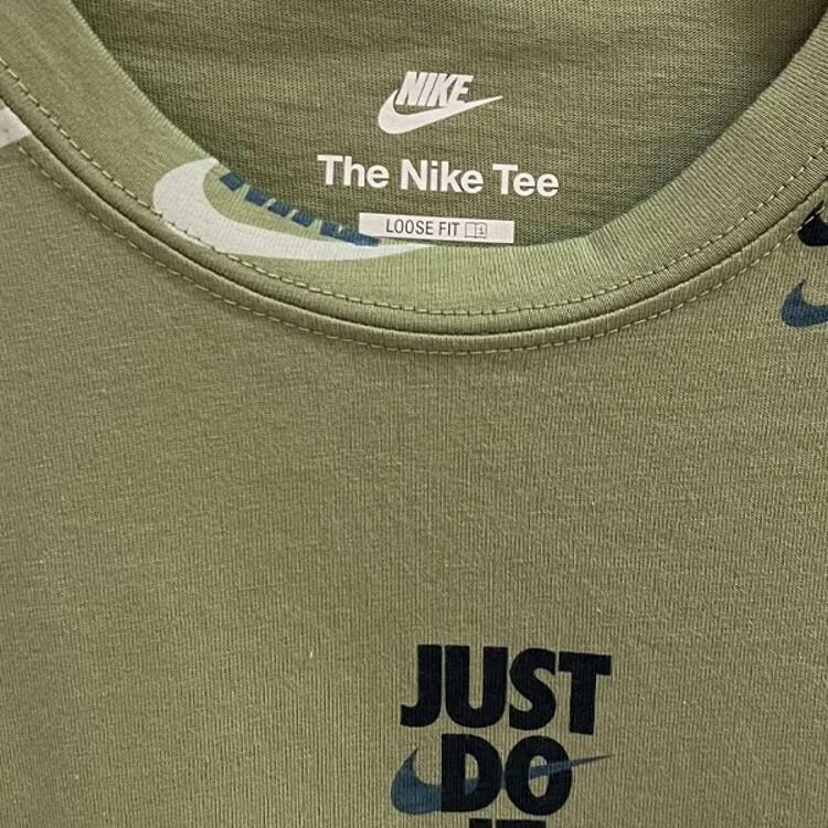 Nike Футболка с круглым вырезом и короткими рукавами со сплошным принтом, мужские топы, зеленая, DZ2992-386