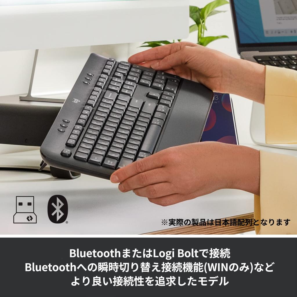Logitech SIGNATURE K650GR Беспроводная клавиатура Palm Rest Thin Bluetooth Logi Bolt Unifying Несовместимо Японская раскладка Windows Mac Chrome Android