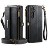 For Samsung Galaxy S25 Case CASEME C39 RFID Blocking Zipper Wallet Stand Leather Cover with Strap