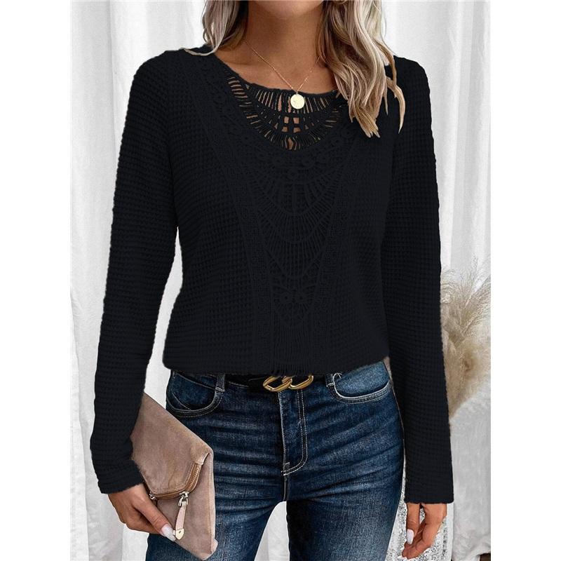 Кружевная футболка с длинным рукавом