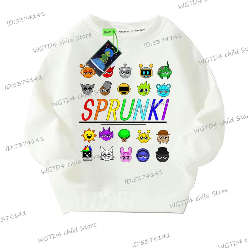 Sprunki Cute Game Figure Print Kids Sweatshirt Cartoon Sprunki Boys Incredibox Long Sleeve Pullover Girls Funny Hoodie