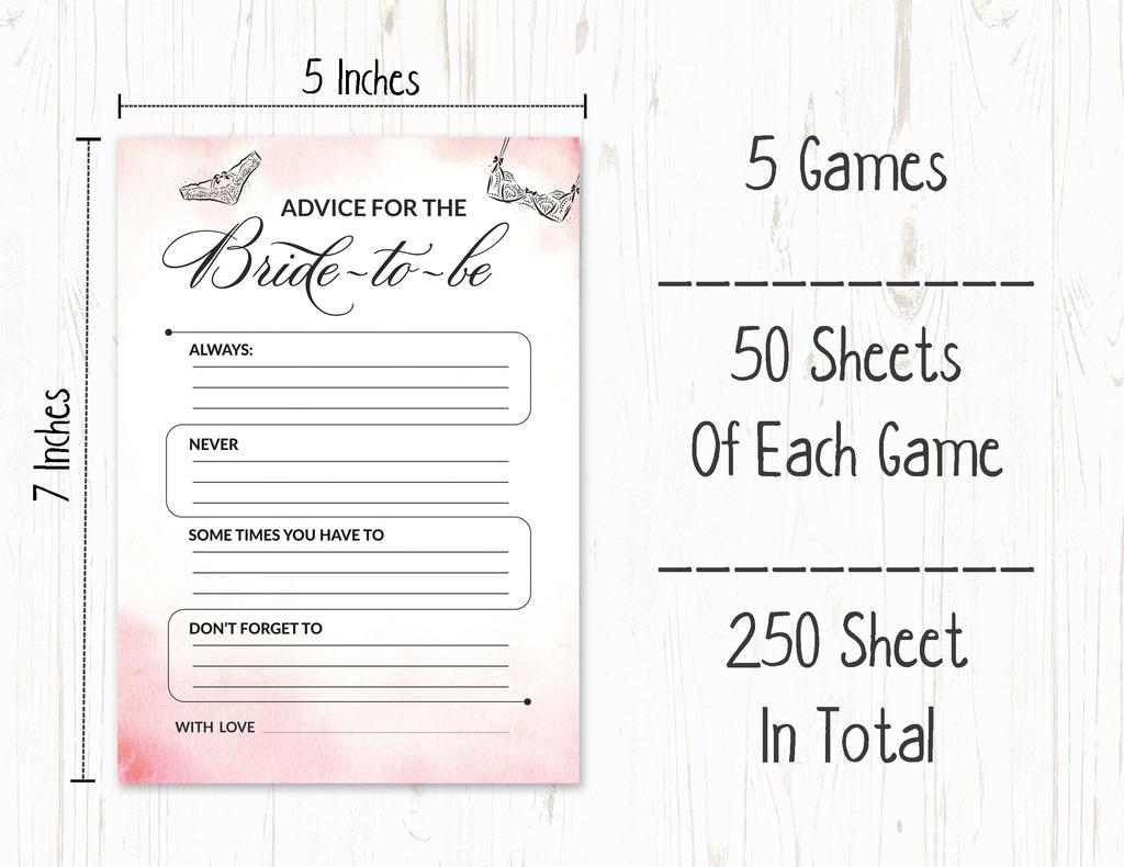 Набор игр Inkdotpot Bridal Shower из 5 штук (Мероприятия для 50 гостей) Тематический комплект игр для девичника в нижнем белье