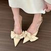 Gentle! Apricot Pointed Head Bow High Heel Sandals Women's Spring and Summer Empty Light Mouth Single