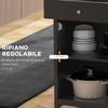 Kitchen Cart with Drawer, Adjustable Cabinet and Towel Holder, in Wood, 67x48x86.5 cm, Black and Oak