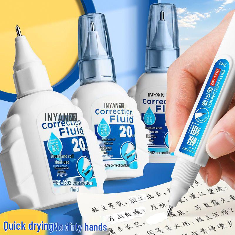 Quick-Drying White-Out Correction Fluid for Students, Large Capacity, Easy Brush-On, Seamless Correction