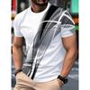 Men's Fashion New 3D Stripe Printed T-shirt Micro Elastic Breathable Short Sleeve Outdoor Sports Speed Drying Large Size Top