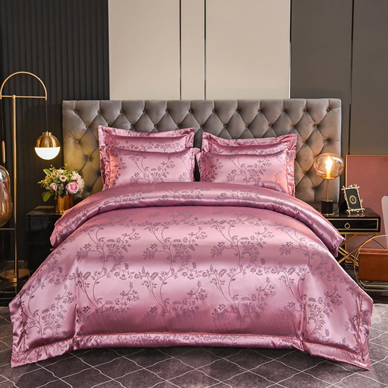 Европейский атласный жаккардовый пододеяльник, простыня, комплект из четырех предметов, комплект из трех предметов с вышивкой