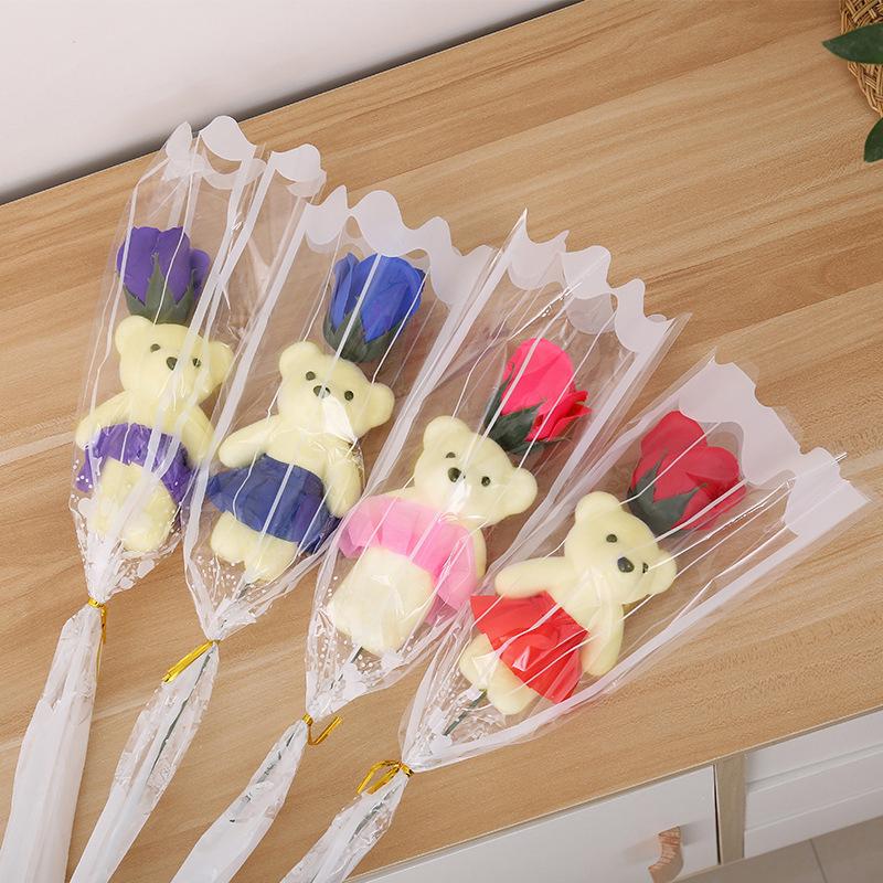1/5pcs Artificial Rose Flowers Cartoon Scented Flower Soap Roses Mother's Day Bear Soap Bouquet Wedding Home Decorations