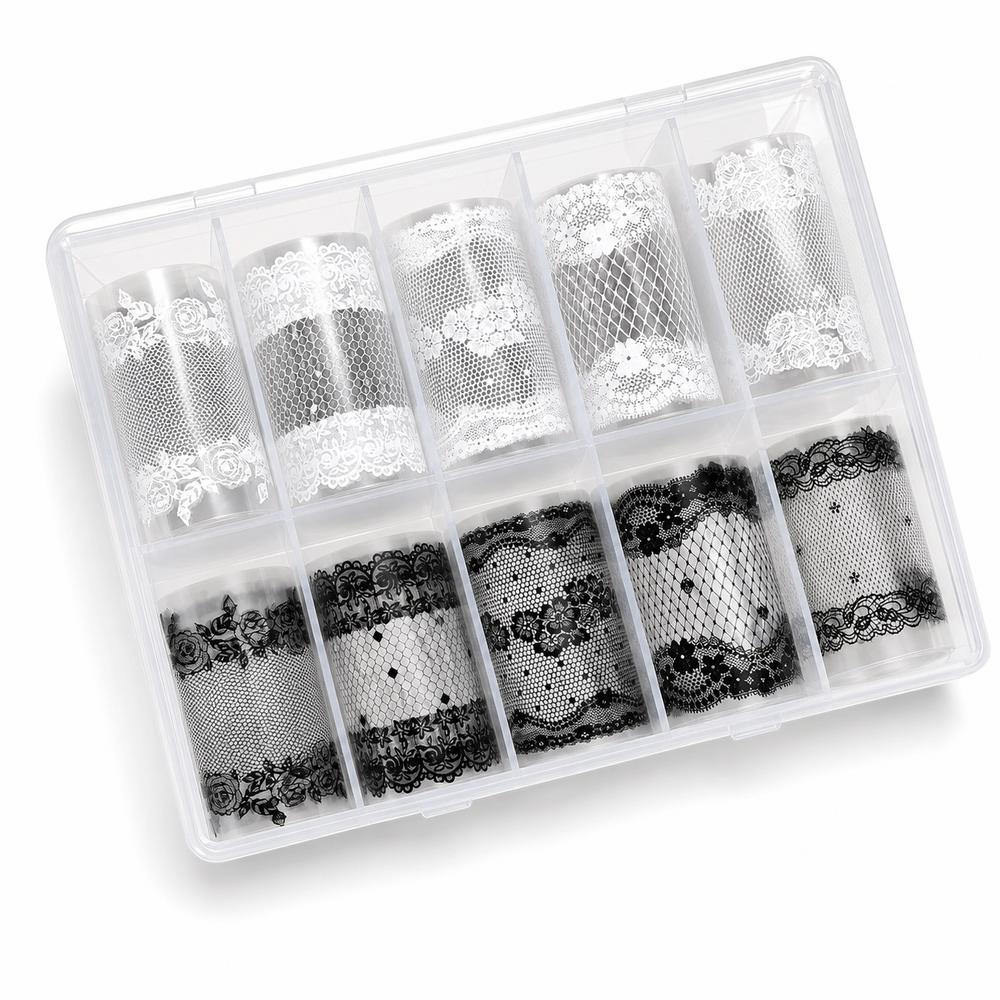 Tulip Pattern Nail Stickers Black White Nail Decals Fashion Nail Art Stickers Manicure DIY