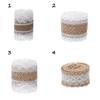 1m/roll Craft Wedding Satin Bow Hessian Ribbon Jute Burlap Sisal Trim Lace Edge