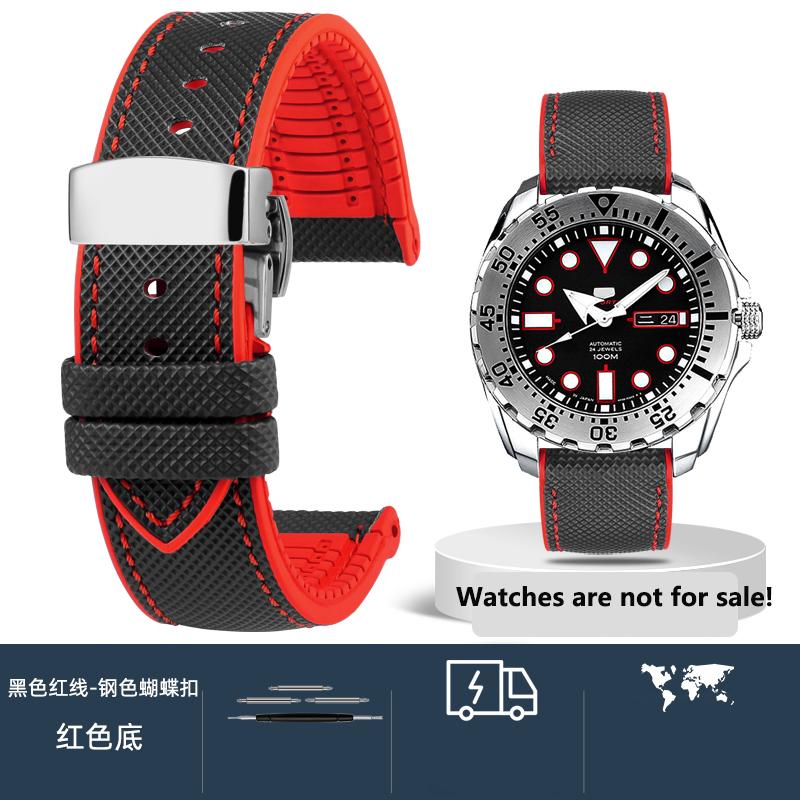 20 мм 21 мм 22 мм 23 мм 24 мм Унисекс Высококачественный нейлоновый ремешок с резиновой нижней частью Водонепроницаемый ремешок для часов для любой марки часов Мужской браслет