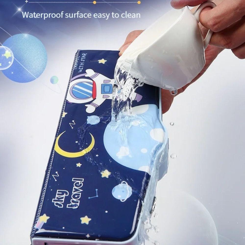 Space Astronaut Pencil Box Double Layer Automatic Stationery Storage Box For Boys/Girls