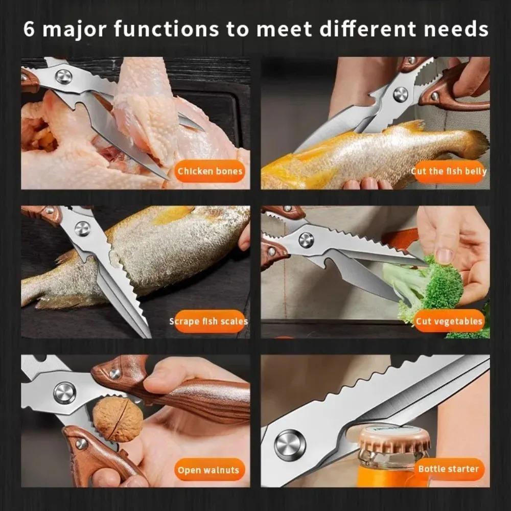 Heavy Duty Kitchen Scissor Rustproof Chicken Bone Scissor Nut Cracker Barbecue Scissors Vegetables