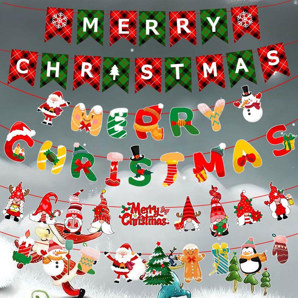 Pull Flag For Hanging Xmas for Home Christmas Ornament Garlands Flag Banner Christmas Decorations